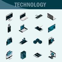 technology device gadget digital isometric isolated icons set vector