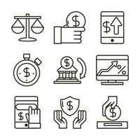 investing business financial economy money icons set line style icon vector