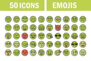 emoticon, divertido, smiley, caras, expresión, iconos, conjunto vector