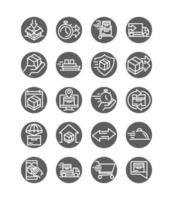 delivery cargo service logistic shipping commerce icons set block style vector