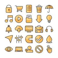 interface internet web technology digital icons set vector