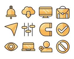 interface internet web technology digital icons set vector