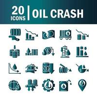 oil price crash crisis economy business financial icons set gradient style vector