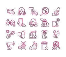 avoid and prevent spread of covid19 icons set gradient icon vector