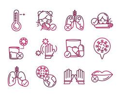 avoid and prevent spread of covid19 icons set gradient icon vector