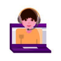 online activities character operator support in laptop flat style icon vector