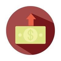 money banknote up down trend rising food prices block style icon vector
