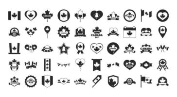 canada day independence freedom national patriotism celebration icons set silhouette style icon vector