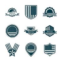 happy independence day american flag national freedom patriotism icons set silhouette style vector