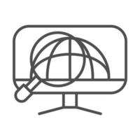 computer world magnifier cargo shipping delivery line style icon vector