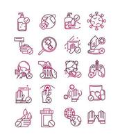 avoid and prevent spread of covid19 icons set gradient icon vector