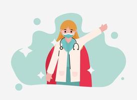 doctor hero female physician with stethoscope and red cape