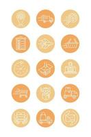 fast delivery cargo shipping commerce business icons set block style icon vector