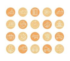 fast delivery cargo shipping commerce business icons set block style icon vector