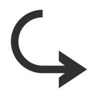 la flecha indica la dirección icono de estilo de silueta curva vector