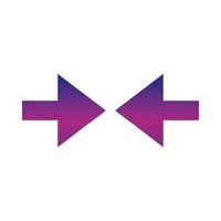 two arrows pointing center gradient style icon vector
