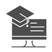 teach school and education online learning graduation computer silhouette style icon vector