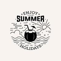 Enjoy your summer holiday flat style with line art vector illustration