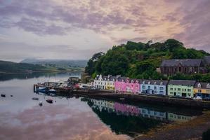 Scenery of Portree harbor in Scotland, UK photo