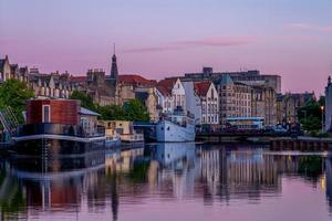 Night view of Leith by the river, Edinburgh photo