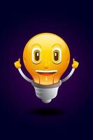 Cute light bulb character Icon vector