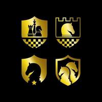 chess vector  with a shield fit for chess club game vector template with gold color