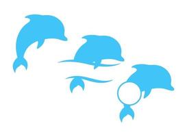 Vector silhouettes of dolphins jumping in the ocean Isolated on background