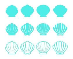 Sea Shell Vector Silhouette Isolated on white background