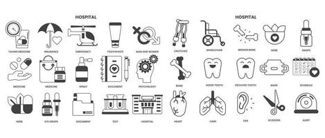 Hospital icons set for business vector