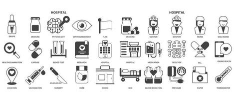 Hospital icons set for business vector