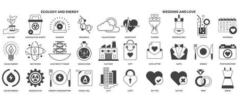 Wedding icons set for business vector