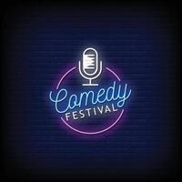 Comedy Festival Neon Signs Style Text Vector