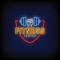 Fitness Center Neon Signs Style Text Vector