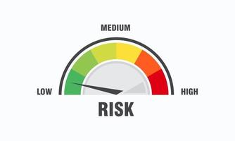 concepto de alto riesgo en la ilustración de vector de velocímetro icono de velocímetro colorido elemento de indicador de infografía vector