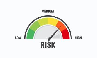 concepto de alto riesgo en la ilustración de vector de velocímetro icono de velocímetro colorido elemento de indicador de infografía vector