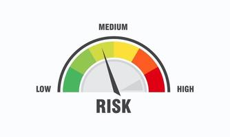 concepto de alto riesgo en la ilustración de vector de velocímetro icono de velocímetro colorido elemento de indicador de infografía vector