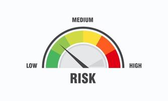 concepto de alto riesgo en la ilustración de vector de velocímetro icono de velocímetro colorido elemento de indicador de infografía vector