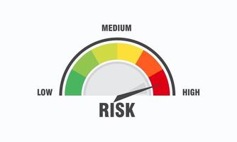 concepto de alto riesgo en la ilustración de vector de velocímetro icono de velocímetro colorido elemento de indicador de infografía vector