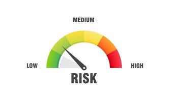 concepto de alto riesgo en la ilustración de vector de velocímetro icono de velocímetro colorido elemento de indicador de infografía vector