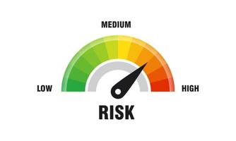 High risk concept on speedometer vector illustration Speedometer icon Colorful infographic gauge element vector