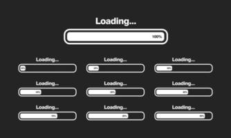 set of Loading bar vector illustration Progress visualization Loading status collection Web design elements Loading Infographic vector template