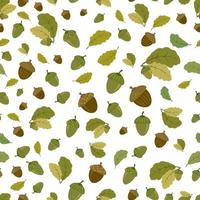 vector seamless pattern with acorns and oak leaves