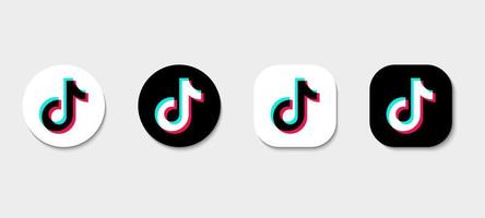 social media icon tiktok mobile app buttons set vector