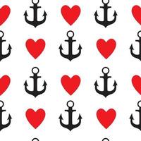 Abstract Simple Seamless Pattern Background with Anchor and Heart Symbol vector