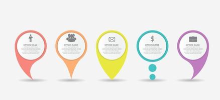 conjunto de punteros circulares elemento de negocio infográfico vector