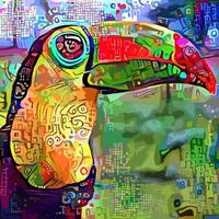 Impressionist Toucan Portrait Painting vector