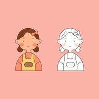 Collection Of Cute Little Girl Isolated Pink vector