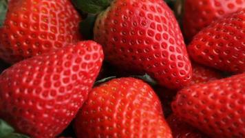 Fresh ripe strawberries, closeup video
