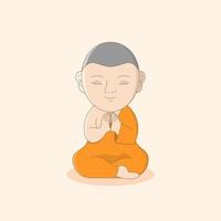 Buddhist monk meditates to calm the mind vector