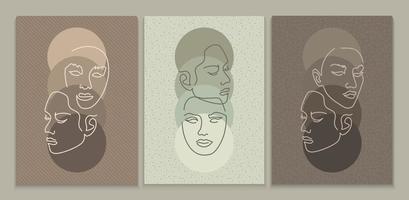 colección de carteles con caras abstractas. vector